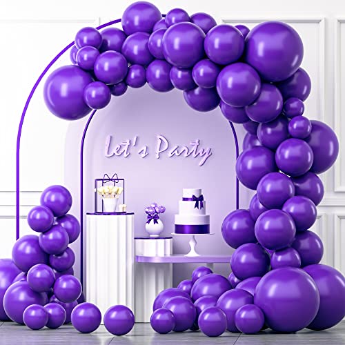 YAOWKY Purple Balloons Garland Arch Kit, 100PCS 18In 12In 10In 5In Purple Latex Balloons Garland Arch Kit with Glue Dot Strip and Ribbon for Birthday Weddings Anniversary Graduation Party Decorations