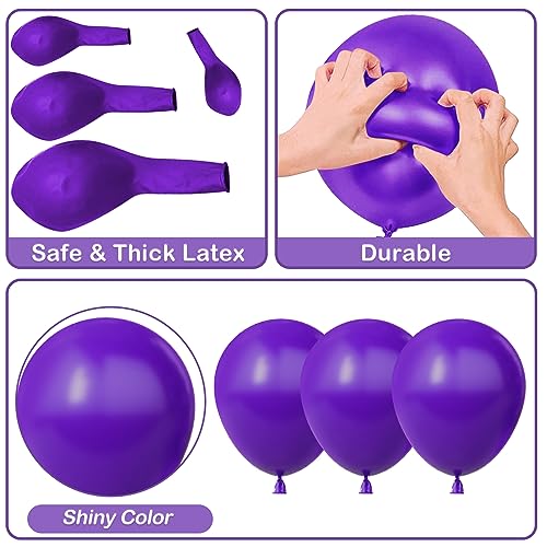 YAOWKY Purple Balloons Garland Arch Kit, 100PCS 18In 12In 10In 5In Purple Latex Balloons Garland Arch Kit with Glue Dot Strip and Ribbon for Birthday Weddings Anniversary Graduation Party Decorations