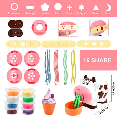 Color Play Dough Clay Set for Kids Toys, Jugar con la masa KitchenTools Creations Ultimate Cookie Noodle Ice Cream Maker Machine Playset for 3 4 5 6 7 8 Year Old Girls Boys Kids and Toddlers