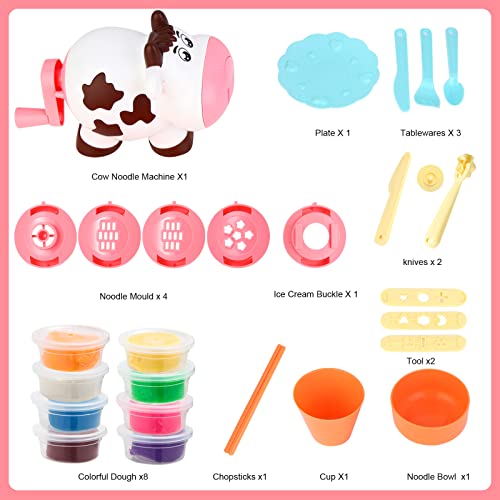 Color Play Dough Clay Set for Kids Toys, Jugar con la masa KitchenTools Creations Ultimate Cookie Noodle Ice Cream Maker Machine Playset for 3 4 5 6 7 8 Year Old Girls Boys Kids and Toddlers