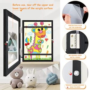 Eiqer Kids Art Frames, Front Opening Kids Art Display Frames 8.5x11, kids Art Frames Front Opening, A4 Art-Work, Storage Frames, Crafts, Drawing for Kids Drawing Crafting (Black, Set of 2)