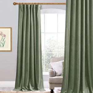 stangh sage green curtains 84 inches, super soft thick velvet drapes for nursery bedroom thermal insulated privacy doorway for home office/bathroom, w52 x l84 inches, 1 panel