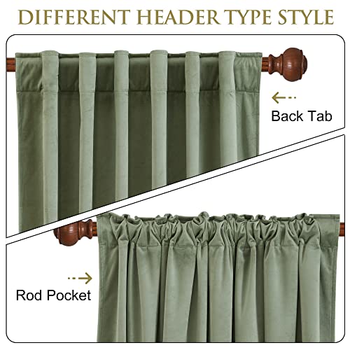 StangH Sage Green Curtains 84 inches, Super Soft Thick Velvet Drapes for Nursery Bedroom Thermal Insulated Privacy Doorway for Home Office/Bathroom, W52 x L84 inches, 1 Panel