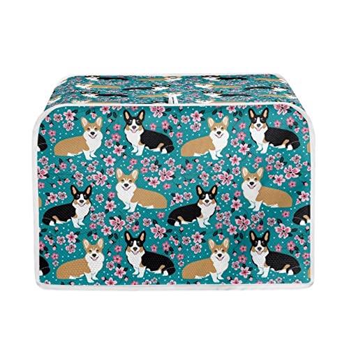 DISNIMO Floral Dog Toaster Cover 2 Slice, Bread Maker Cover Kitchen Small Appliance Covers, Microwave Toaster Oven Cover for Most Standard 2 Slice Toasters, Kitchen Accessories