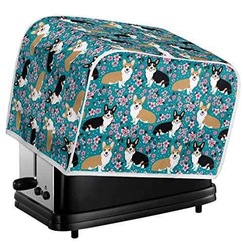 DISNIMO Floral Dog Toaster Cover 2 Slice, Bread Maker Cover Kitchen Small Appliance Covers, Microwave Toaster Oven Cover for Most Standard 2 Slice Toasters, Kitchen Accessories