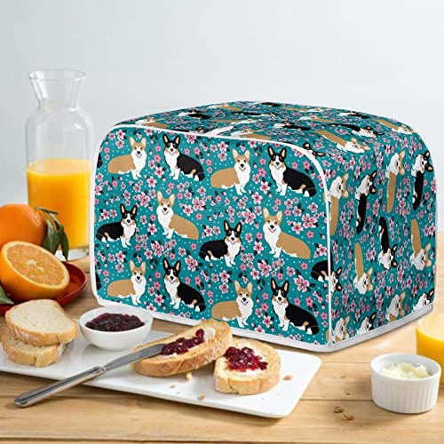 DISNIMO Floral Dog Toaster Cover 2 Slice, Bread Maker Cover Kitchen Small Appliance Covers, Microwave Toaster Oven Cover for Most Standard 2 Slice Toasters, Kitchen Accessories