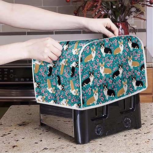 DISNIMO Floral Dog Toaster Cover 2 Slice, Bread Maker Cover Kitchen Small Appliance Covers, Microwave Toaster Oven Cover for Most Standard 2 Slice Toasters, Kitchen Accessories