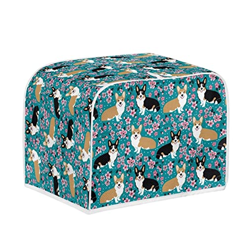 DISNIMO Floral Dog Toaster Cover 2 Slice, Bread Maker Cover Kitchen Small Appliance Covers, Microwave Toaster Oven Cover for Most Standard 2 Slice Toasters, Kitchen Accessories