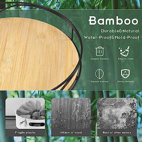 VITABONA 10 Inch Lazy Susan Turntable for Cabinet, Bamboo Lazy Susan for Table, Wooden Lazy Susan for Countertop, Bathroom Lazy Susan Organizer, Small Lazy Susan for Spices(Durable/Sturdy/Waterproof)