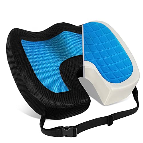 LEGMEE Gel Enhanced Seat Cushion Cooling Gel Core, Memory Foam Seat Cushion Gel for Sciatica Coccyx Back & Tailbone Pain Relief - Orthopedic Chair Pad for Lumbar Support in Office Chair Car Seat