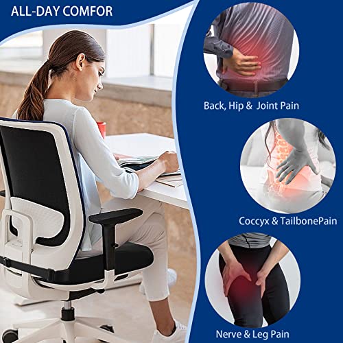 LEGMEE Gel Enhanced Seat Cushion Cooling Gel Core, Memory Foam Seat Cushion Gel for Sciatica Coccyx Back & Tailbone Pain Relief - Orthopedic Chair Pad for Lumbar Support in Office Chair Car Seat