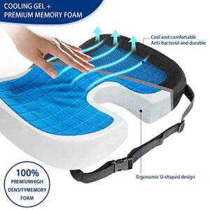 LEGMEE Gel Enhanced Seat Cushion Cooling Gel Core, Memory Foam Seat Cushion Gel for Sciatica Coccyx Back & Tailbone Pain Relief - Orthopedic Chair Pad for Lumbar Support in Office Chair Car Seat