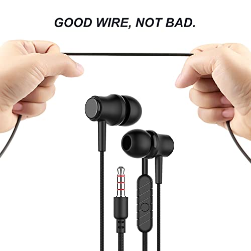 (2 Pack) Wire Controlled Earphones with Microphone,Suitable for Desktop Computers, laptops, Android Phones, iOS and Other Devices (Black+White)