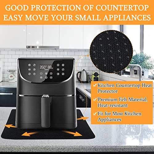 BYKITCHEN Heat Resistant Mat for Air Fryer, 4 Different Size, Appliance Sliders for Kitchen Appliances, Sliding Mat for Coffee Maker, Air Fryer, Instant Pot, Stand Mixer, Air Fryer Accessories