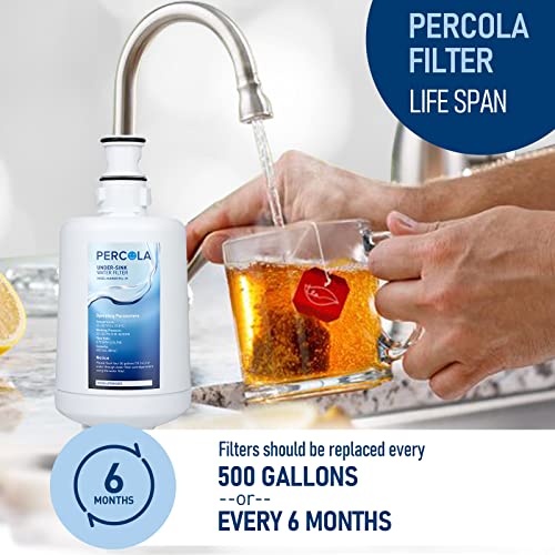 PERCOLA F-201R Under Sink Water Filter, Replacement for InSinkErator Instant Hot & Hot/Cool Water Dispensers Water Filter Cartridge F-201R, 500 Gallons (4 Packs)