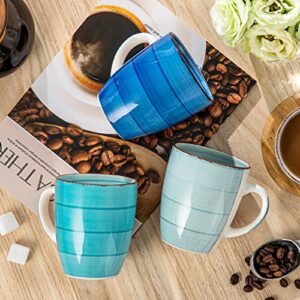 vancasso Bonita 12 Oz Coffee Mugs Set of 6, Ceramic Coffee Cups for Cappuccino, Latte, Tea, Cocoa, Cool Color