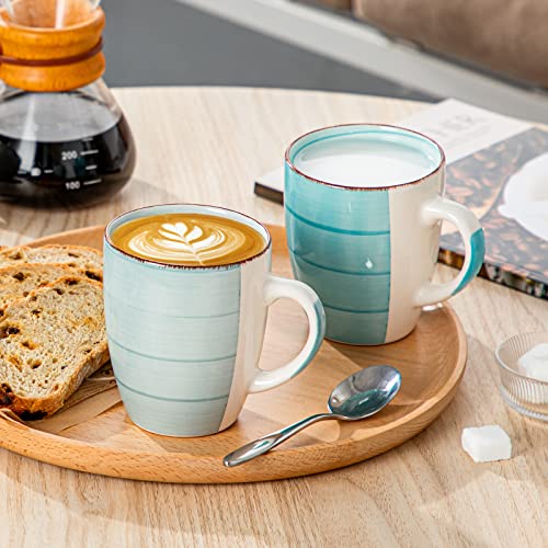 vancasso Bonita 12 Oz Coffee Mugs Set of 6, Ceramic Coffee Cups for Cappuccino, Latte, Tea, Cocoa, Cool Color