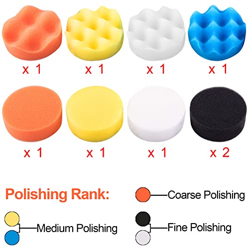 SIQUK 16 Pieces 5 Inch Buffing Pads Foam Polishing Pad Kit Polisher Pads Bonnets Wax Buffer Polish Pads Car Buffer Attachment for Drill