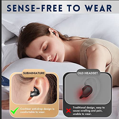 KOURM Invisible Sleep Wireless Earphone Ipx5 Waterproof，Invisible Earbuds Wireless Bluetooth，5.3 Headphones Touch Control，with Wireless Charging Case, Double Noise Cancelling (Black)