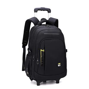 yjmkoi black rolling backpack for boys elementary trolley bookbag middle school bag with wheels