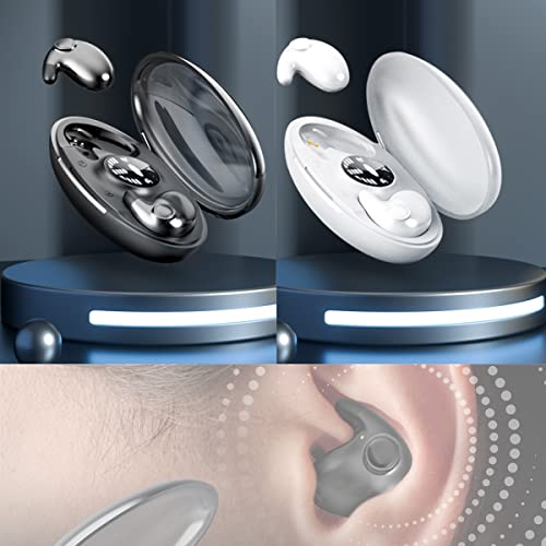 Invisible Sleep Wireless Earphone Ipx5 Waterproof, 2023 New Mini Hidden Earbud in-Ear Headphones, Wireless Bluetooth 5.3 Touch Control Headphones Sleep Noise Cancelling Earbuds (A_Black+White)