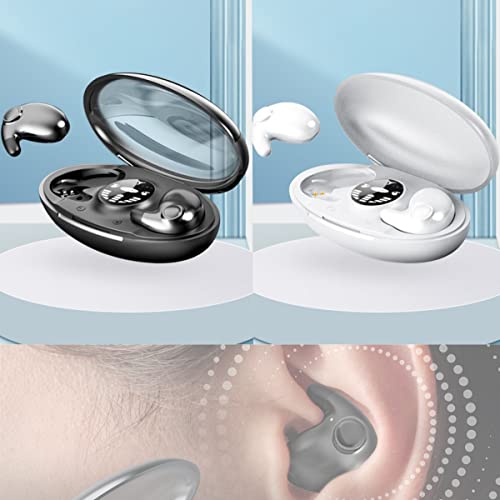 Invisible Sleep Wireless Earphone Ipx5 Waterproof, 2023 New Mini Hidden Earbud in-Ear Headphones, Wireless Bluetooth 5.3 Touch Control Headphones Sleep Noise Cancelling Earbuds (A_Black+White)