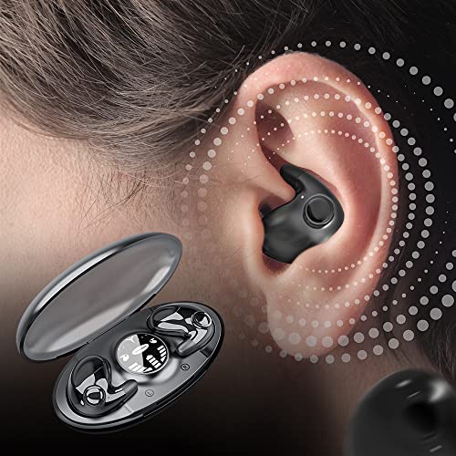 Invisible Sleep Wireless Earphone Ipx5 Waterproof, 2023 New Mini Hidden Earbud in-Ear Headphones, Wireless Bluetooth 5.3 Touch Control Headphones Sleep Noise Cancelling Earbuds (A_Black)