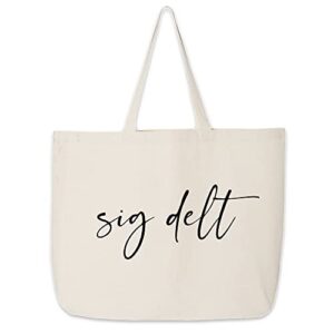 sockprints sigma delta tau tote bag - tote bags for sorority - large canvas tote bag - sorority gifts