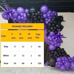 Zee Party Supply Purple Black Balloons Garland Arch 122 PCS Different Sizes 18 12 5 Inch for Gender Reveal Baby Shower Birthday Party Wedding Party Decoration