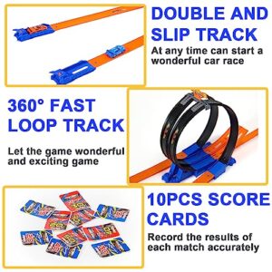 Race Car Track Set, Two-Player Competitive Car Race Track Toys for Kids, 2 High Speed Race Cars, 360° Loop Track Car Toys for Boy Girls Christmas Birthday Gift (B Race Car Set)