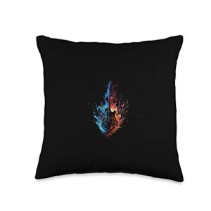cool fire electric guitar band music gift electric flames guitarist musician retro guitar throw pillow, 16x16, multicolor