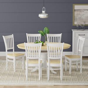glenwillow home 7-pc - oval butterfly leaf dining table + spindle back dining chairs dining set in white/natural