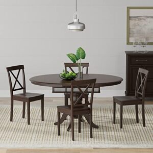glenwillow home 5-pc - oval butterfly leaf dining table + x-back dining chairs dining set in dark walnut