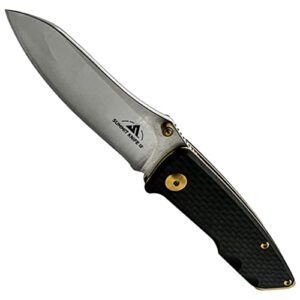 summit knife co mount olympus edc folder knife 2.75” vg10 stainless steel blade - black carbon fiber scales handle - gentlemans every day carry lightweight folding pocket knife