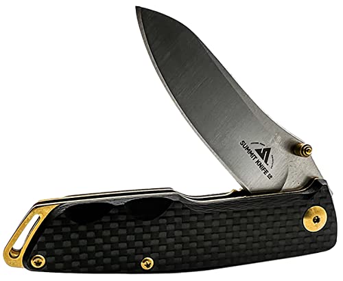 Summit Knife Co Mount Olympus EDC Folder Knife 2.75” VG10 Stainless Steel Blade - Black Carbon Fiber Scales Handle - Gentlemans Every Day Carry Lightweight Folding Pocket Knife