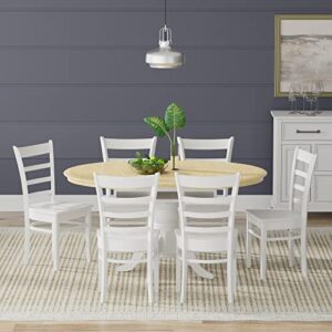 glenwillow home 7-pc - oval butterfly leaf dining table in white/natural + white slat back dining chairs dining set