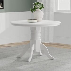 glenwillow home 42" round solid wood pedestal dining table in white