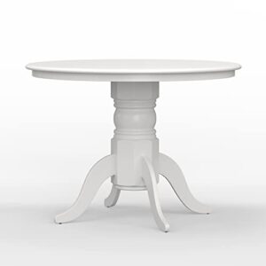 Glenwillow Home 42" Round Solid Wood Pedestal Dining Table in White