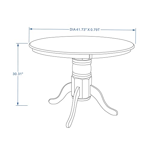 Glenwillow Home 42" Round Solid Wood Pedestal Dining Table in White