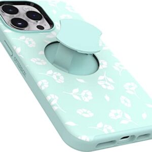 OtterBox iPhone 14 Pro (Only) OtterGrip Symmetry Series Case - POPPIES BY THE SEA (Blue), built-in grip, sleek case, snaps to MagSafe, raised edges protect camera & screen