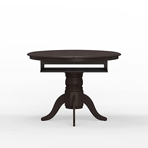 Glenwillow Home Single Pedestal Butterfly Leaf Dining Table with Self-Storing Leaf in Dark Walnut