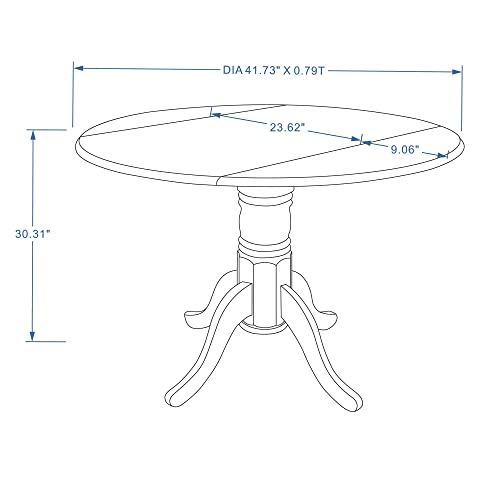 Glenwillow Home 42” Solid Wood Pedestal Base Double Drop Leaf Dining Table in White