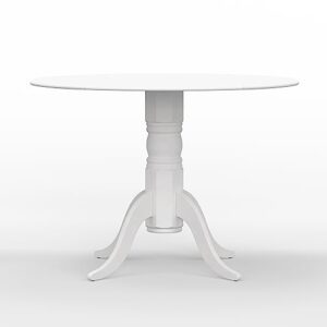 Glenwillow Home 42” Solid Wood Pedestal Base Double Drop Leaf Dining Table in White