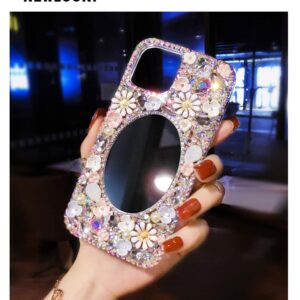 redecarie for Galaxy Note 10 Plus Bling Diamond Rhinestone Mirror Case,Women Girls Cute 3D Glitter Shiny Sparkle Protective Floral Phone Case with Lanyard for Samsung Galaxy Note 10 Plus