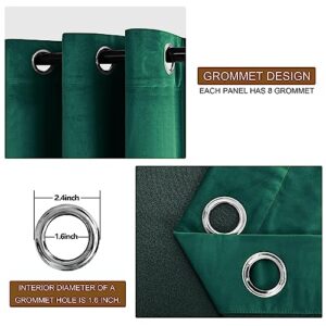 DWCN Dark Green Blackout Velvet Curtains 84 Inches- Refresh Bundleable Heavy Duty Thermal Insulated Noise Absorb Grommet Window Panels for Bedroom/Living Room Backdrop Decor, W52 x L84, Set of 2