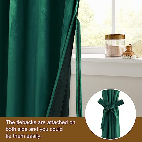 DWCN Dark Green Blackout Velvet Curtains 84 Inches- Refresh Bundleable Heavy Duty Thermal Insulated Noise Absorb Grommet Window Panels for Bedroom/Living Room Backdrop Decor, W52 x L84, Set of 2