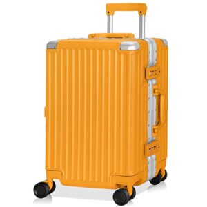 anyzip carry on luggage aluminium frame suitcase pc abs hard shell tsa lock no zipper 20in orange