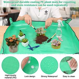 Plant Repotting Mat for Garden, 2 Pcs Waterproof Potting Mat Foldable Indoor Plant Mat Portable Square Gardening Mat Potting Tray with 6 Pcs Mini Garden Tools Set for Plant Lovers Gardening Gifts