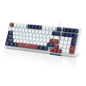 magegee mechanical keyboard, star sky wired gaming keyboard backlit ultra-slim usb keyboards with red switches 98 keys for pc windows computer laptop（blue white）………