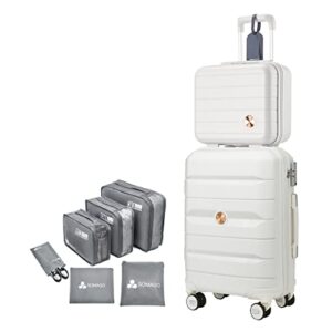 somago hardside spinner carry on suitcase lightweight luggage sets with tsa lock (creamy white, 14/20)